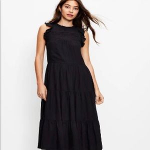 LOFT Black Tiered Midi Dress | XS PETITE